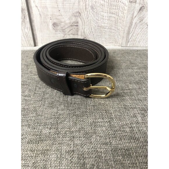 Unbranded Other - Genuine Leather Mens Belt Size 46 Brown with Removable Gold Tone Buckle